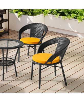 Outdoor Patio Kitchen Dining Chair Round Seat Cushions Set of 4