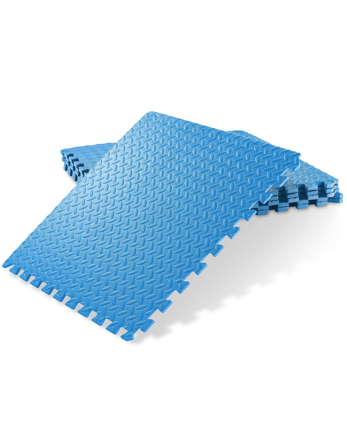 Pack of 6 Exercise Flooring Mats - 24 x 24 Inch Foam Rubber Interlocking Puzzle Floor Tiles - Blue - Blue