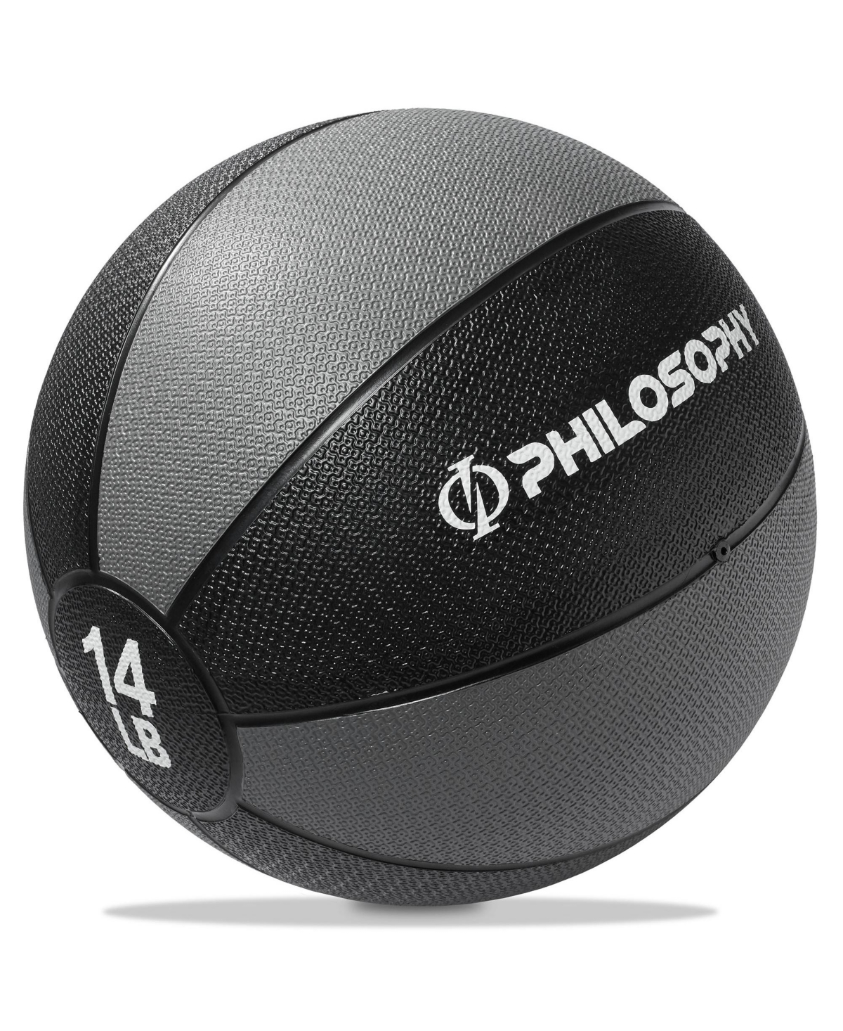 Medicine Ball, 14 Lb - Weighted Fitness Non-Slip Ball - Black