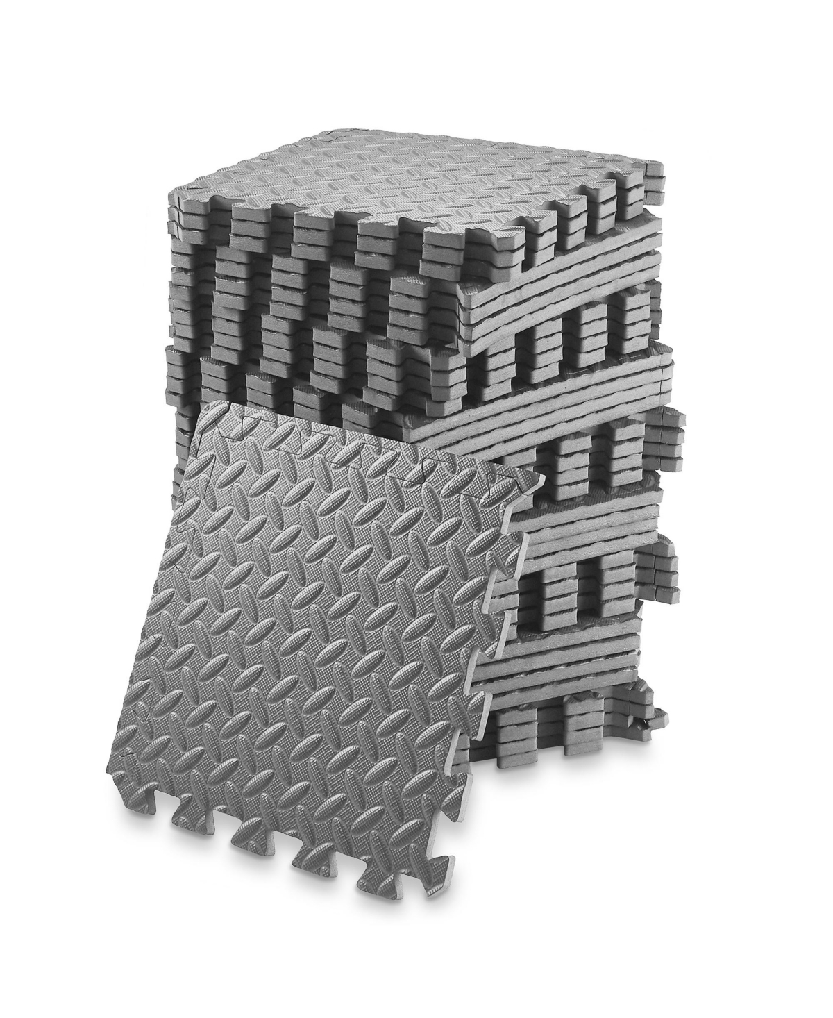 Pack of 36 Exercise Flooring Mats - 12 x 12 Inch Foam Rubber Interlocking Puzzle Floor Tiles - Gray - Grey