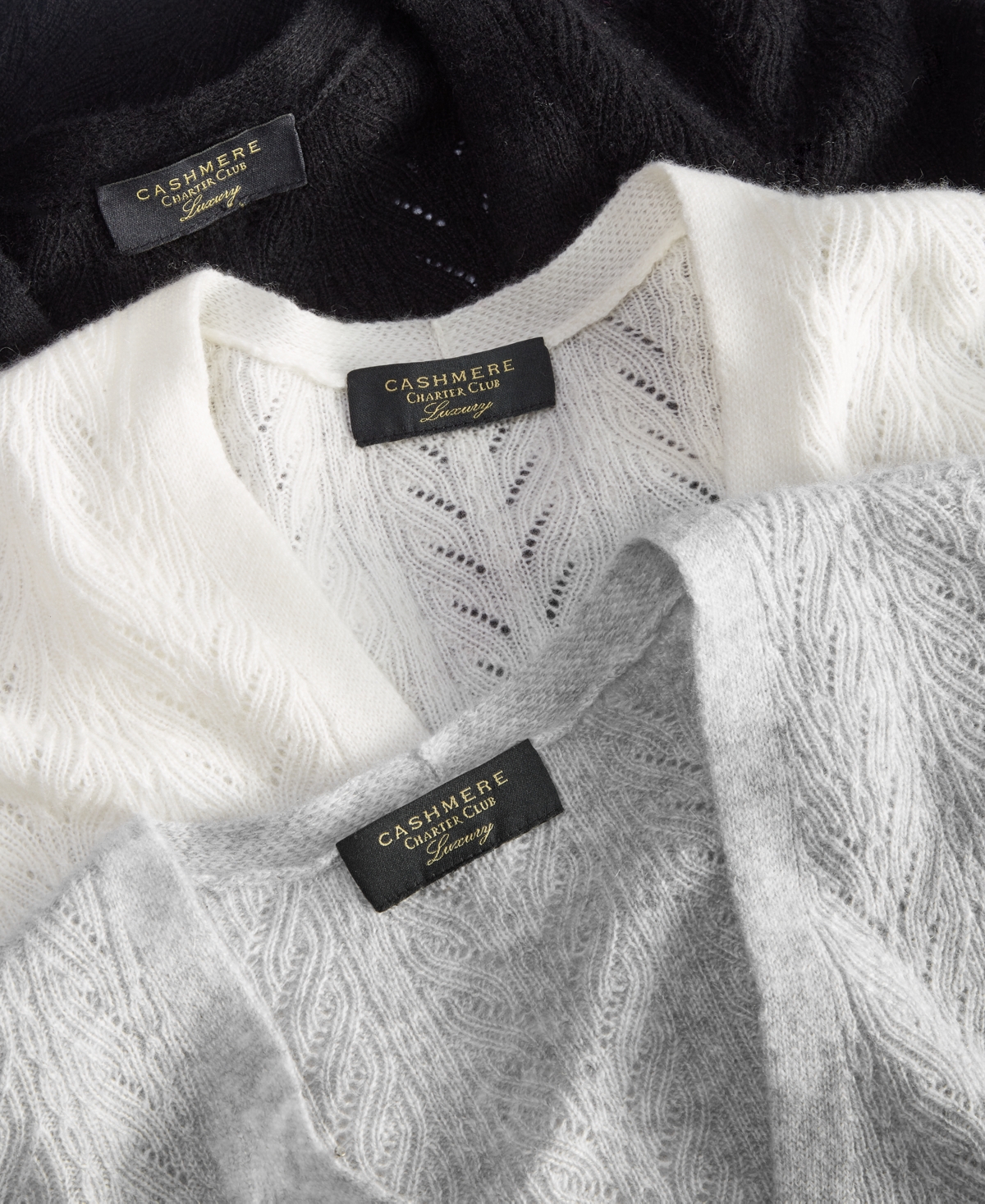 Charter Club Women's 100% Cashmere Long-Sleeve Pointelle Surplice Sweater, Created for Macy's