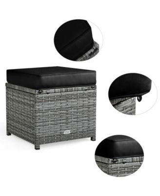 7 Pieces Outdoor Wicker Sectional Sofa Set with Dining Table