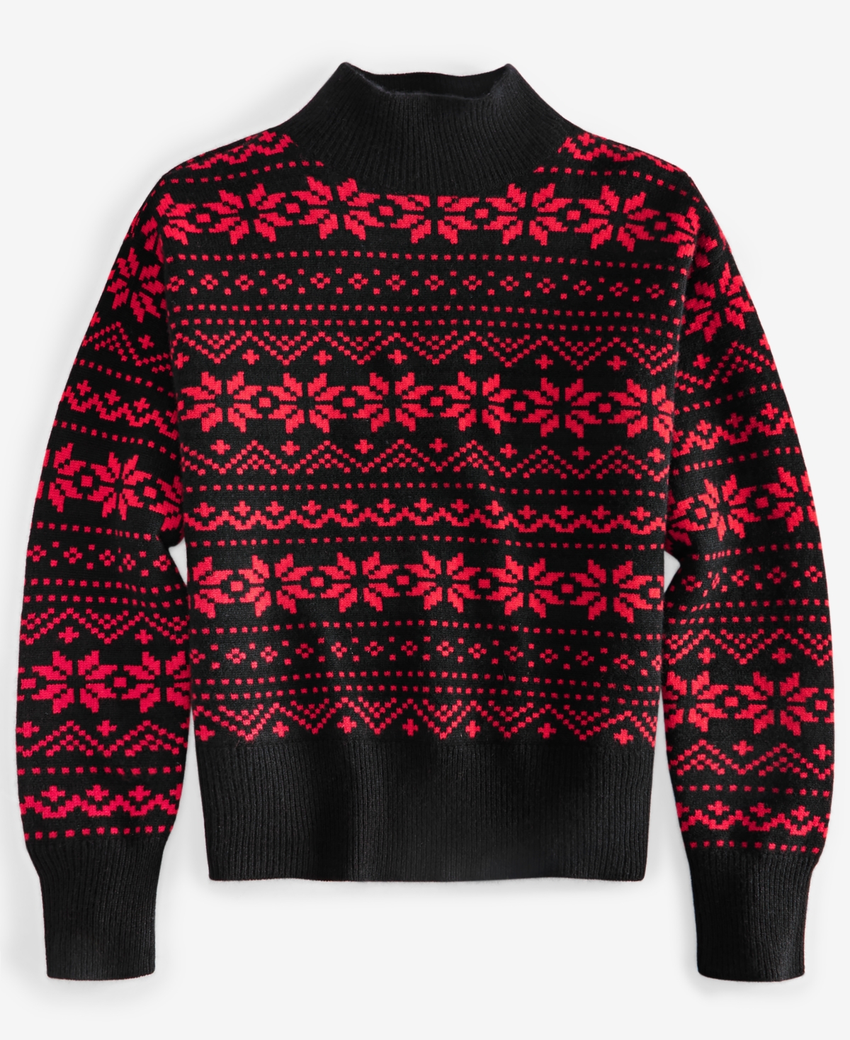 Charter Club Women's 100% Cashmere Fair Isle Mock Neck Sweater, Created for Macy's