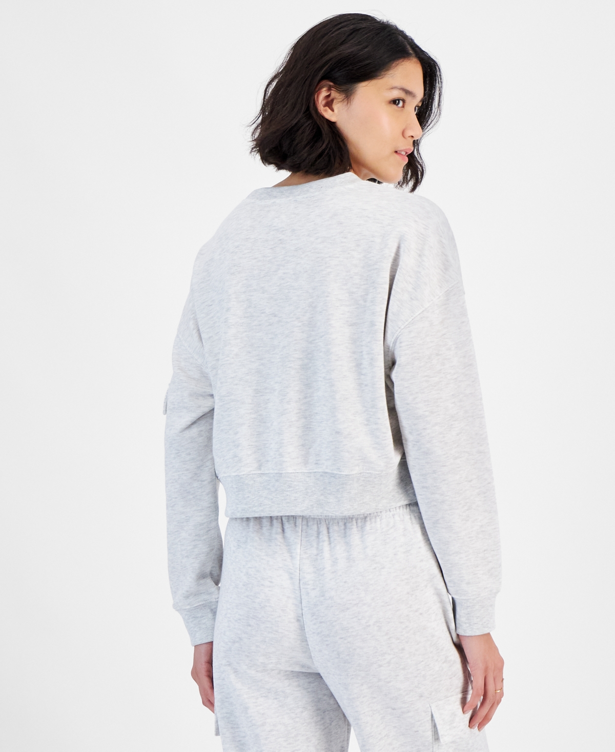 Hippie Rose Juniors' Crewneck Cargo Fleece Sweatshirt