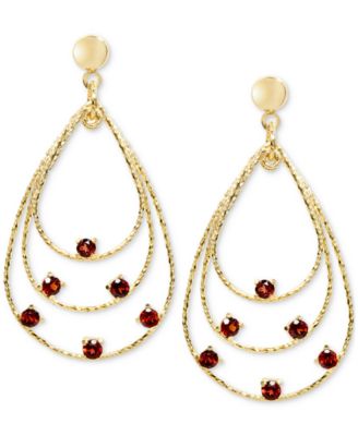 Rhodolite Garnet Triple Teardrop Drop Earrings (1-3/4 ct. t.w.) in 14k Gold over Sterling Silver (Also available in Citrine & Blue Topaz)
