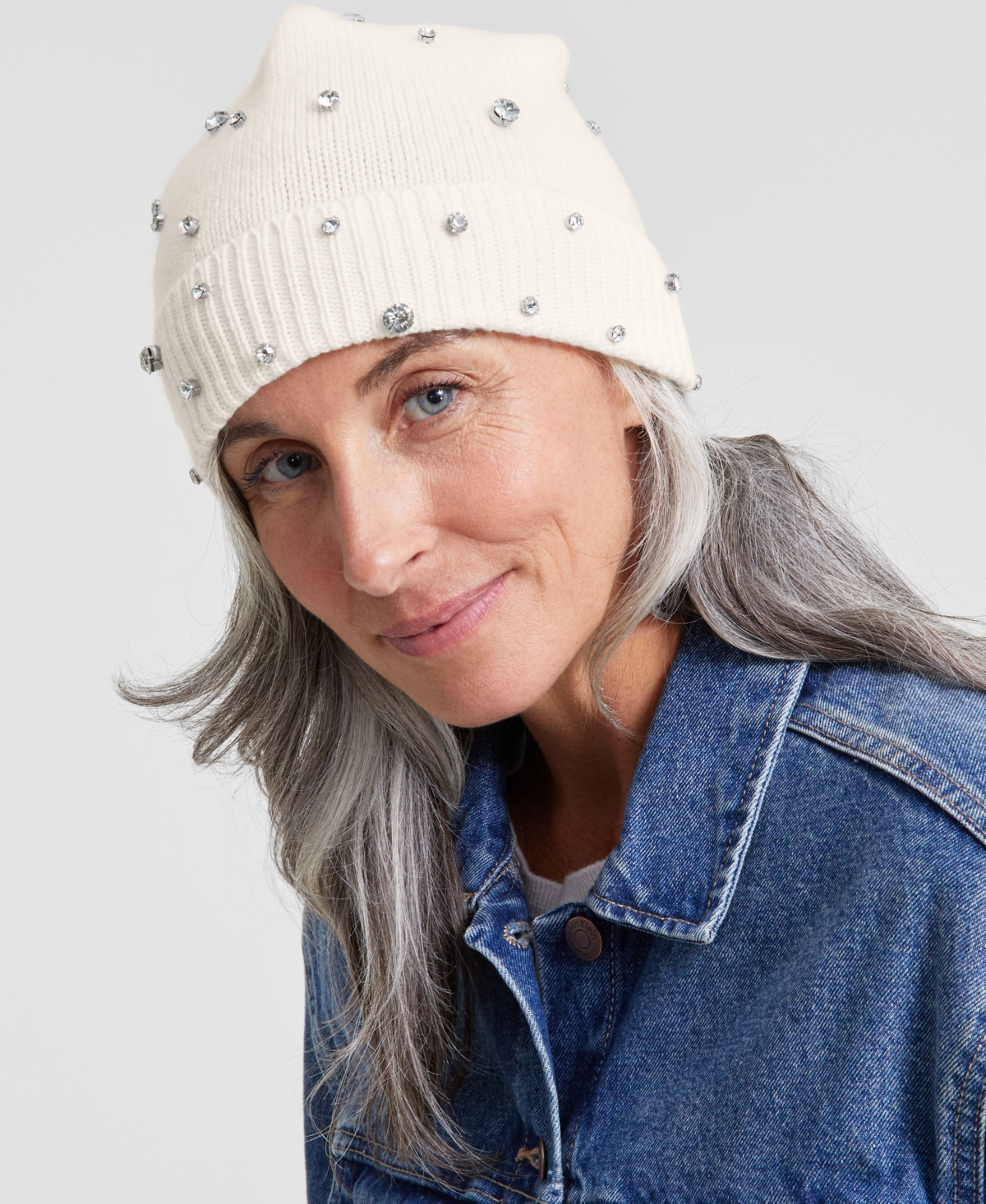 Charter Club Cashmere Embellished Cuffed Beanie, Created For Macy's In Crystal  Blue | ModeSens