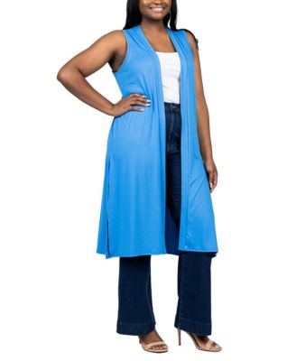 Plus Size Asymmetric Open Front Cardigan Sweater