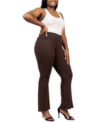 Plus Size Bell Bottom Foldover Waist Pants