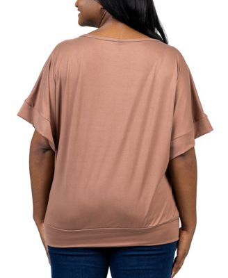 Plus Size Short Sleeve Loose Fitting Dolman Top