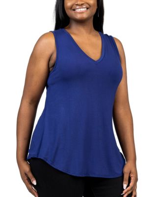 Plus Size V-Neck Sleeveless Rounded Hemline Top