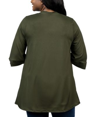 Plus Size Elbow Length Open Front Cardigan Sweater