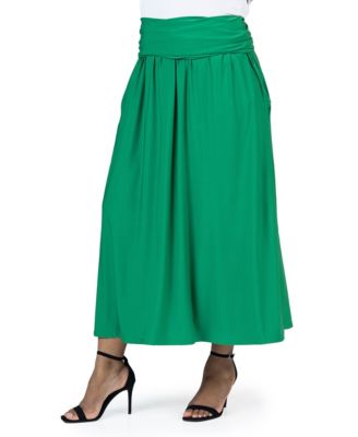 Plus Size Foldover Maxi Skirt With Pockets