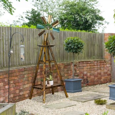 Windmill Weathervane with Bottom Shelf, Weather Vane, Stained Wood