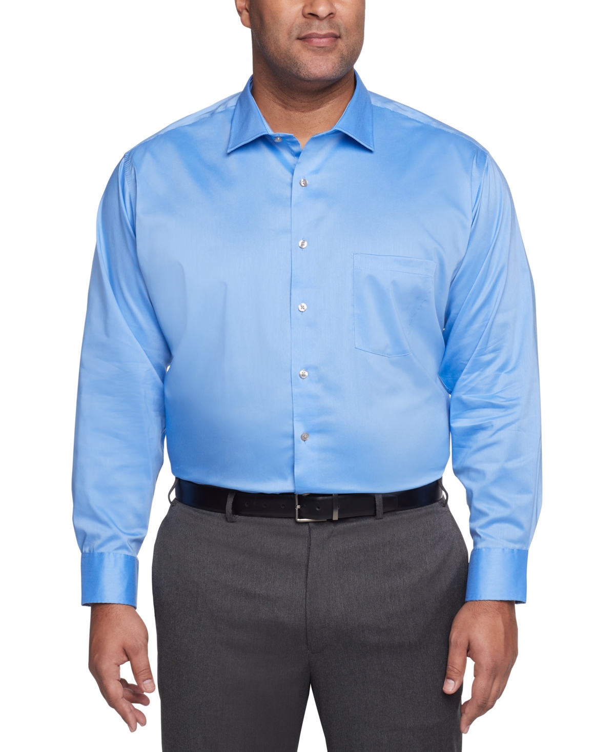 Tall Men's Ultra Wrinkle Free Solid Dress Shirt - Blue Frost