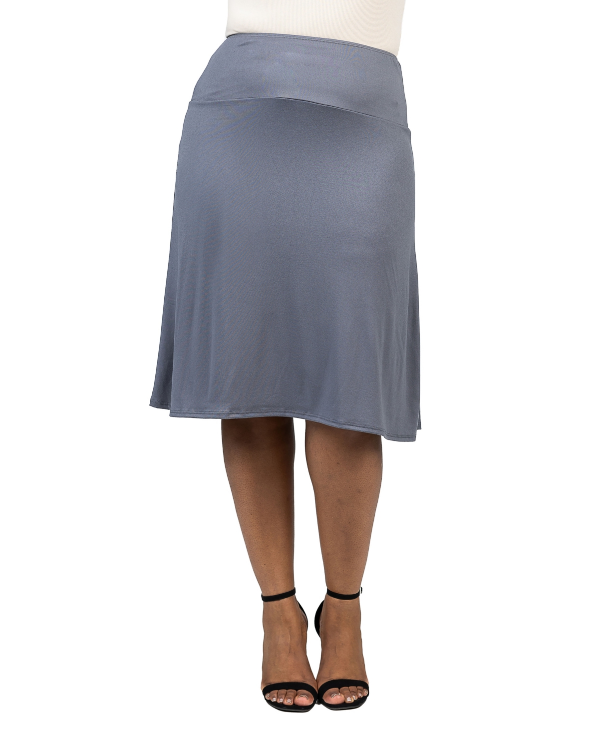 24seven Comfort Apparel Plus Size A Line Elastic Waist Skirt