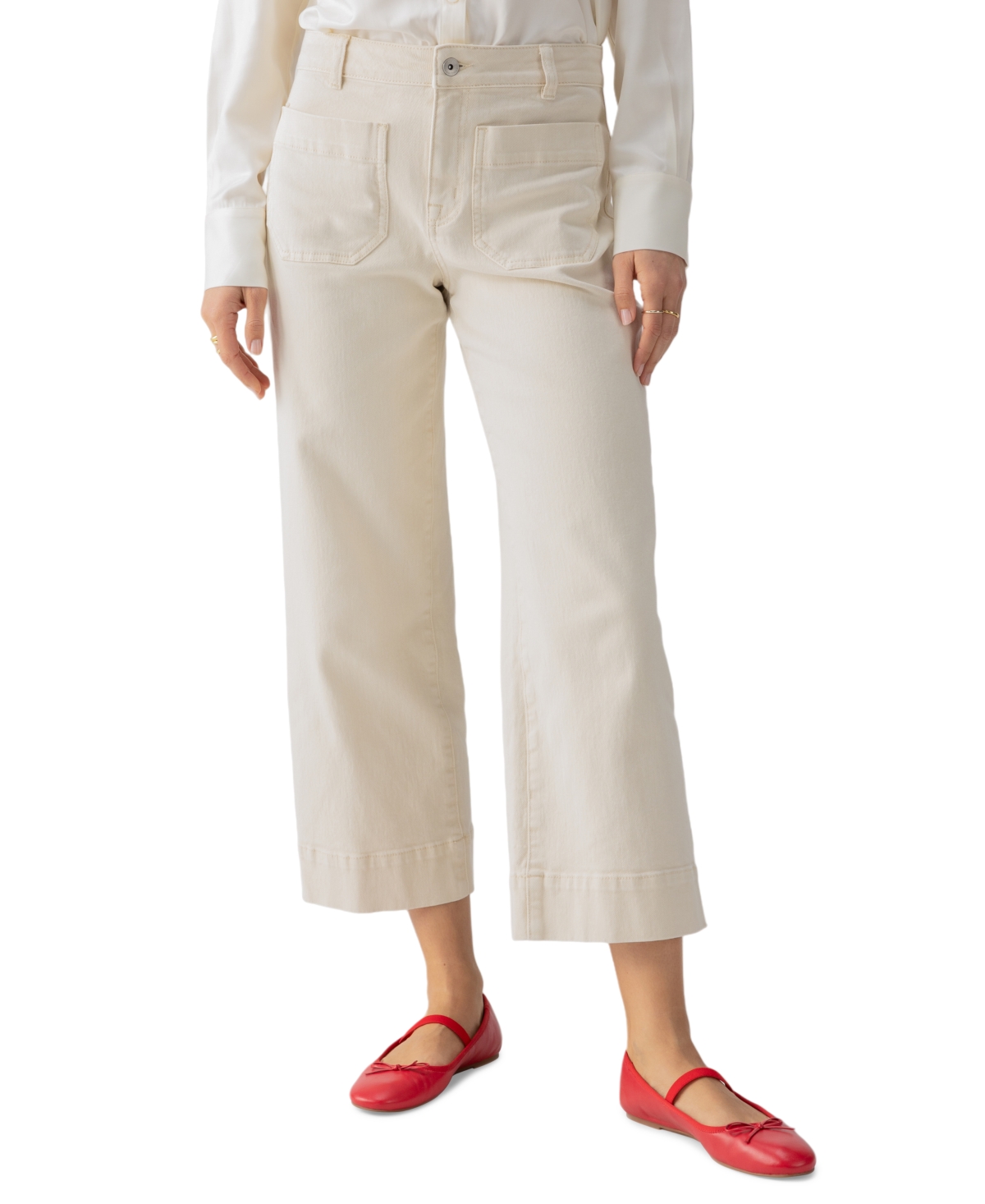 Sanctuary Women's The Marine Mid Rise Cropped Wide-leg Jeans In French Vanilla