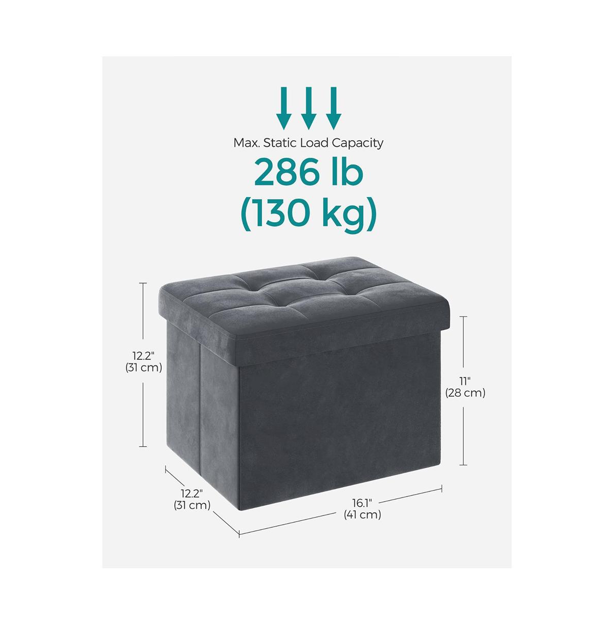 Slickblue Storage Ottoman, Foldable Velvet Storage Box, Storage Chest, Foot Rest, for Living Room, Bedroom