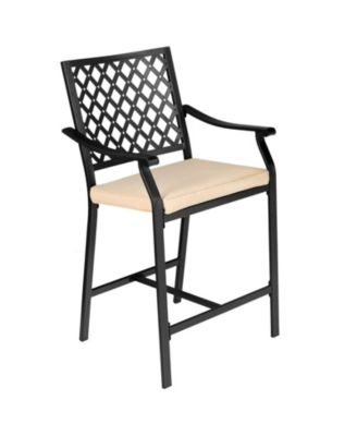 2 Pieces Patiojoy Patio Bar Stool with Height Cushion and Armrest