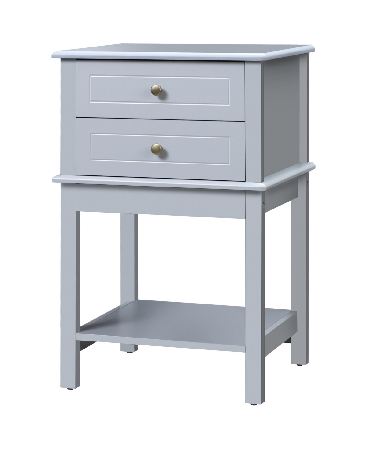 Homcom Modern End Table w/ 2 Storage Drawers & Bottom Shelf for Living Room,- Light grey
