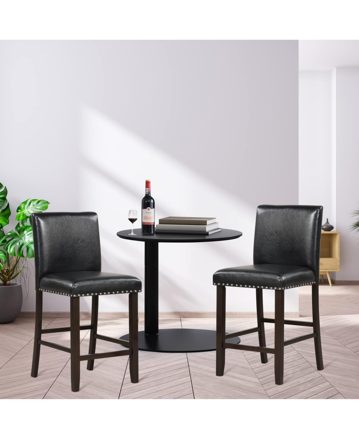 Sugift Set of 2 Bar Stools with Back for Kitchen Island