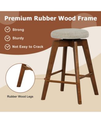 2 Pieces 26 Inch Backless Swivel Barstools with Linen Fabric Seat