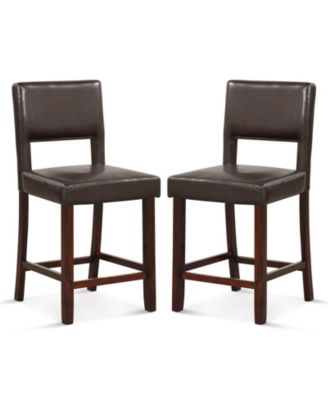 2 Piece Bar Chair Set with Hollowed Back and Rubber Wood Legs