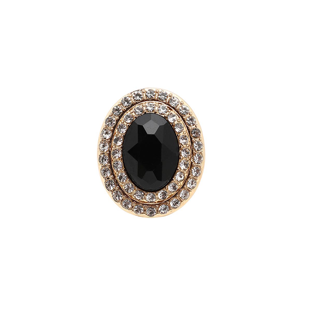Sohi Women's Oval Cocktail Ring - Black