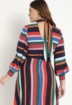 Women's Plus Size A-Line Dress With Puff Sleeves