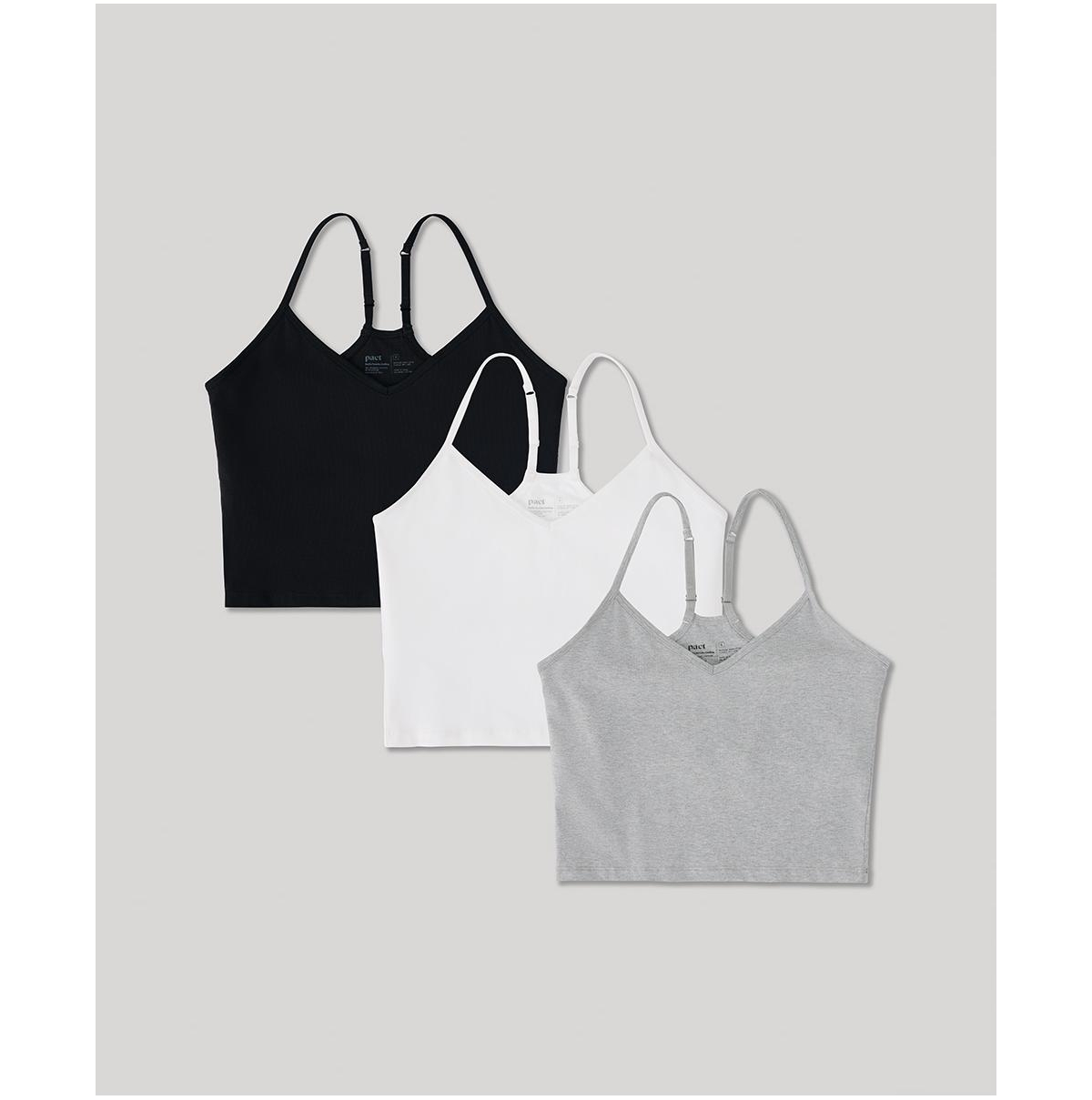Pact Women's Everyday Shelf Bra Cropped Camisole 3-Pack