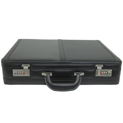 Mens Briefcase Expandable Genuine Leather Attache Briefcase For Men Dual Combination Lock Business Case