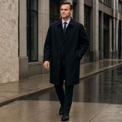 Men's Zach Men s Wool Blend Overcoat – Knee-Length Trench Coat, Runs Large for Layering Over Suits or Sweaters