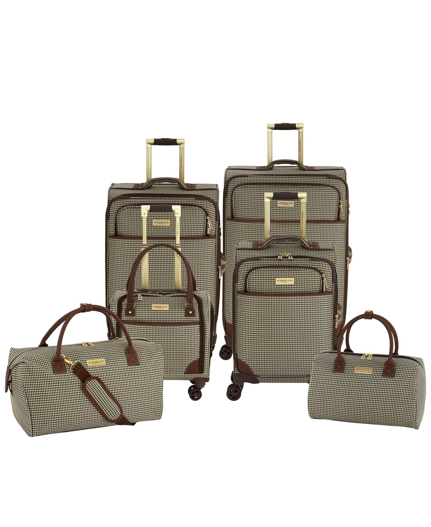 Чемодан London Fog Cambridge Medium Check-in Expandable Spinner, цвет: Чёрный белая гусиная лапка — фото 17