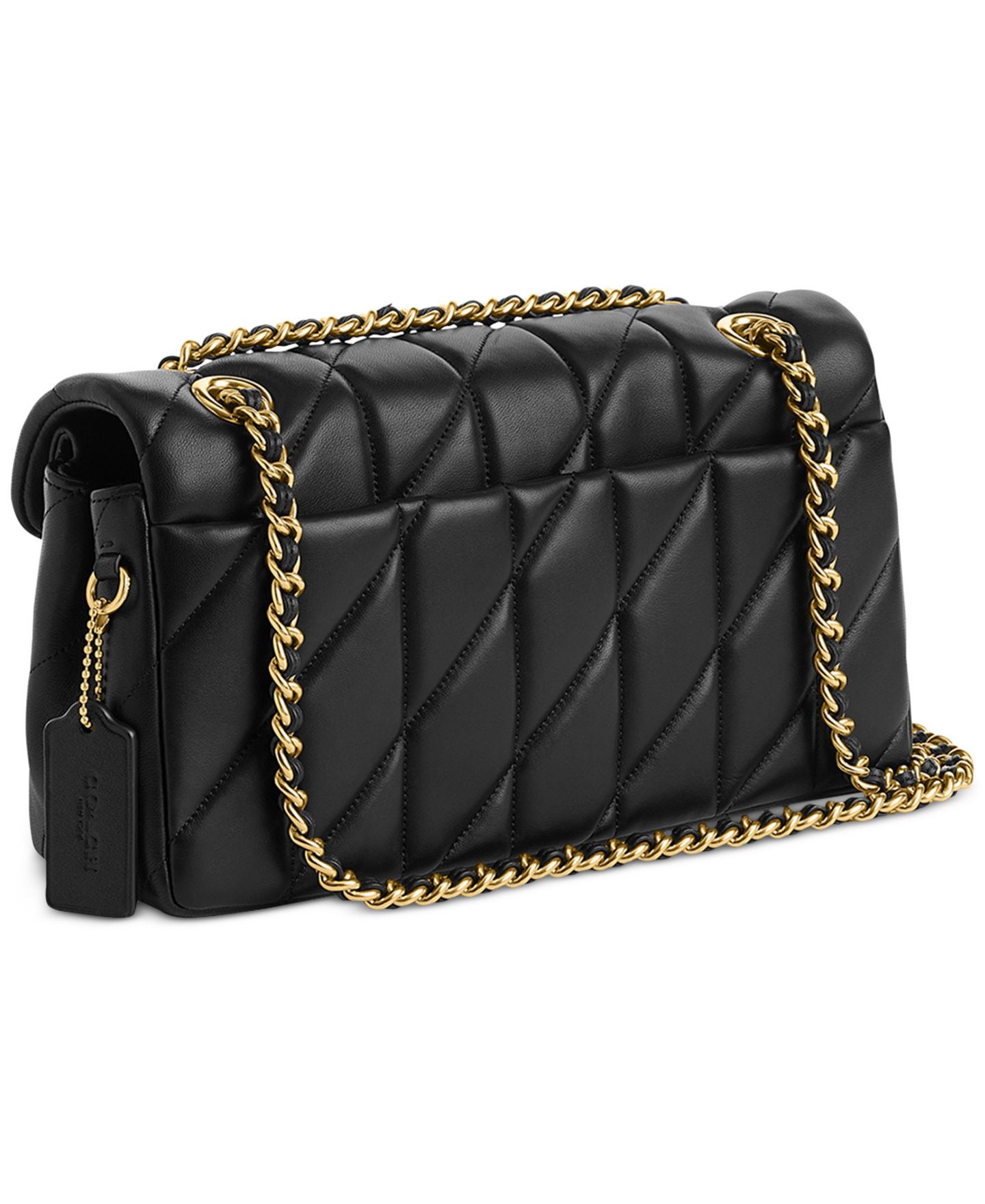 Женская сумка COACH Quilted Tabby Medium Leather Shoulder 26, цвет: Латунный / Чёрный — фото 6