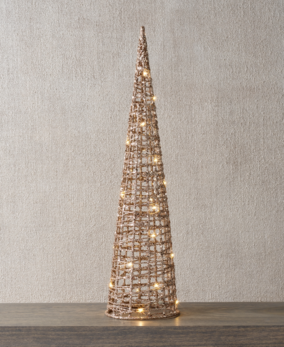 Holiday Lane Shine Bright Light-Up Iron Tabletop Tree, Created for Macy's