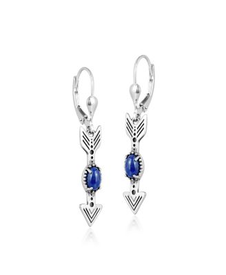 Sterling Lapis Lazuli Gemstone Arrow Leverback Earrings