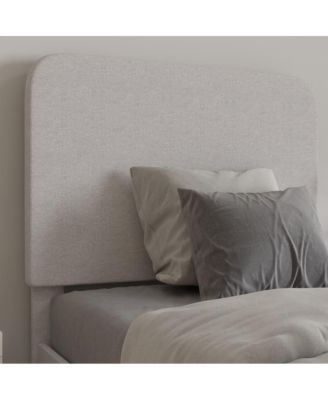 Remi Twin Platform Bed with Headboard - Fabric Upholstered Frame - 14 Wooden Slats - No Box Spring Required