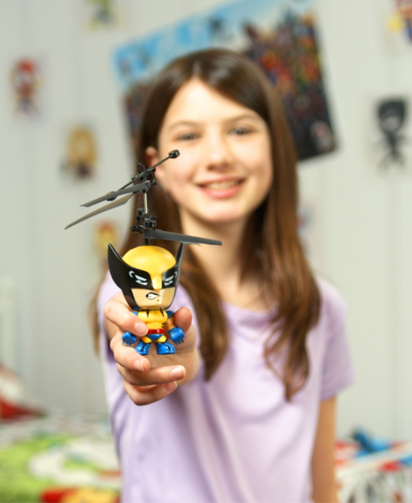 Детская игрушка World Tech Toys 3.5 Inch Marvel Wolverine Big Head UFO Remote Control Flying Figure Helicopter — фото 6