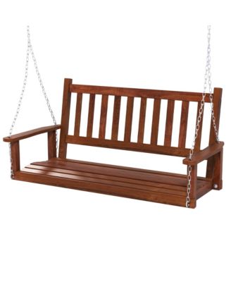 2-Person Wooden Outdoor Porch Swing Heavy Duty Patio Hanging Bench Chair