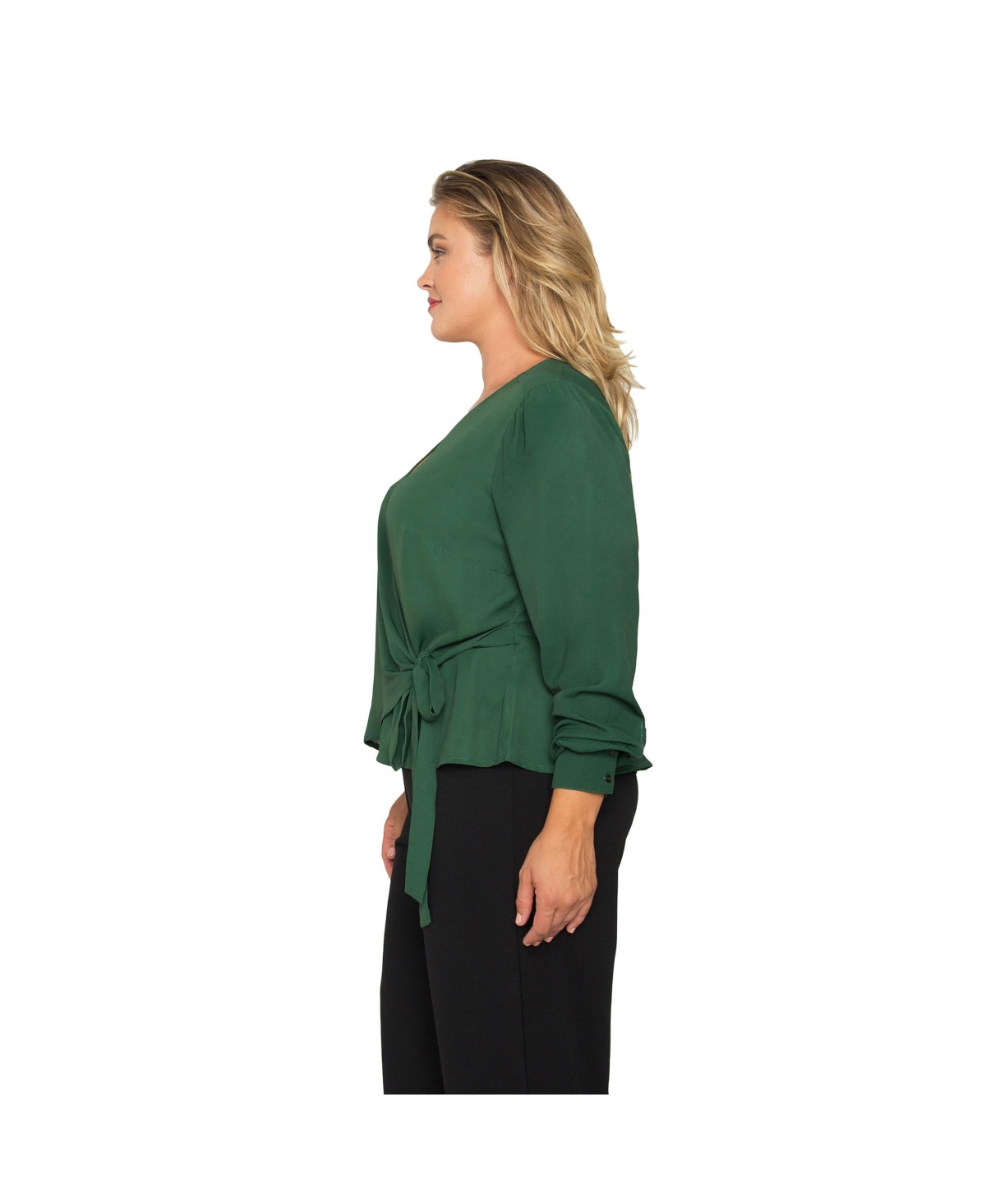 Standards & Practices Plus Size Wrap Tie Long Sleeve Blouse