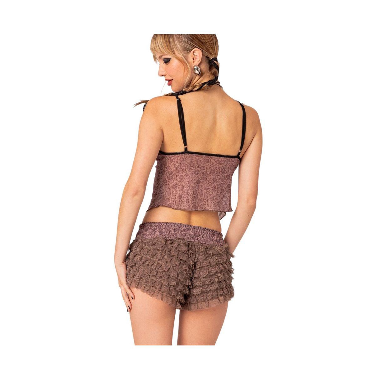 Edikted Women's Janis Floral Ruffled Tank Top