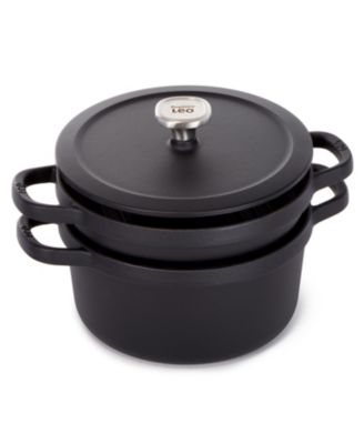 Graphite Enamel Cast Iron Round Grill Pan 10.25"