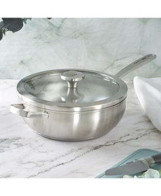 Graphite Recycled 18/10 Stainless Steel Wok Pan 11", 5.2qt. With Glass Lid