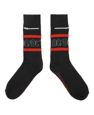 AC/DC Men's ACDC Logo Red Varsity Striped Black Casual Crew Pocket ...