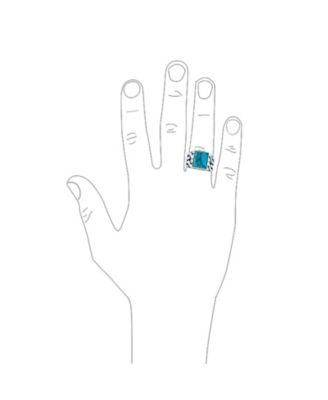 Cuban Curb Link Chain Band Rectangle Signet Ring Sterling Silver