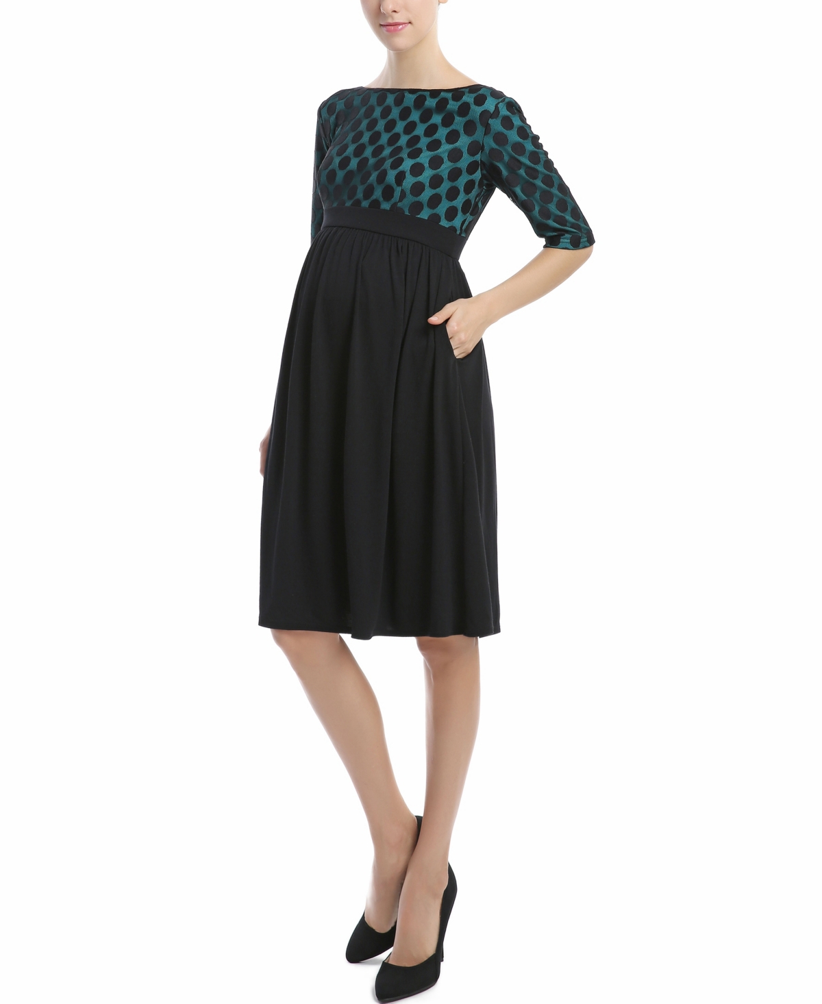 kimi + kai Maternity Polka Dot Lace Dress