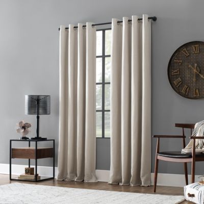 Linen Blend Blackout Grommet Top Curtain