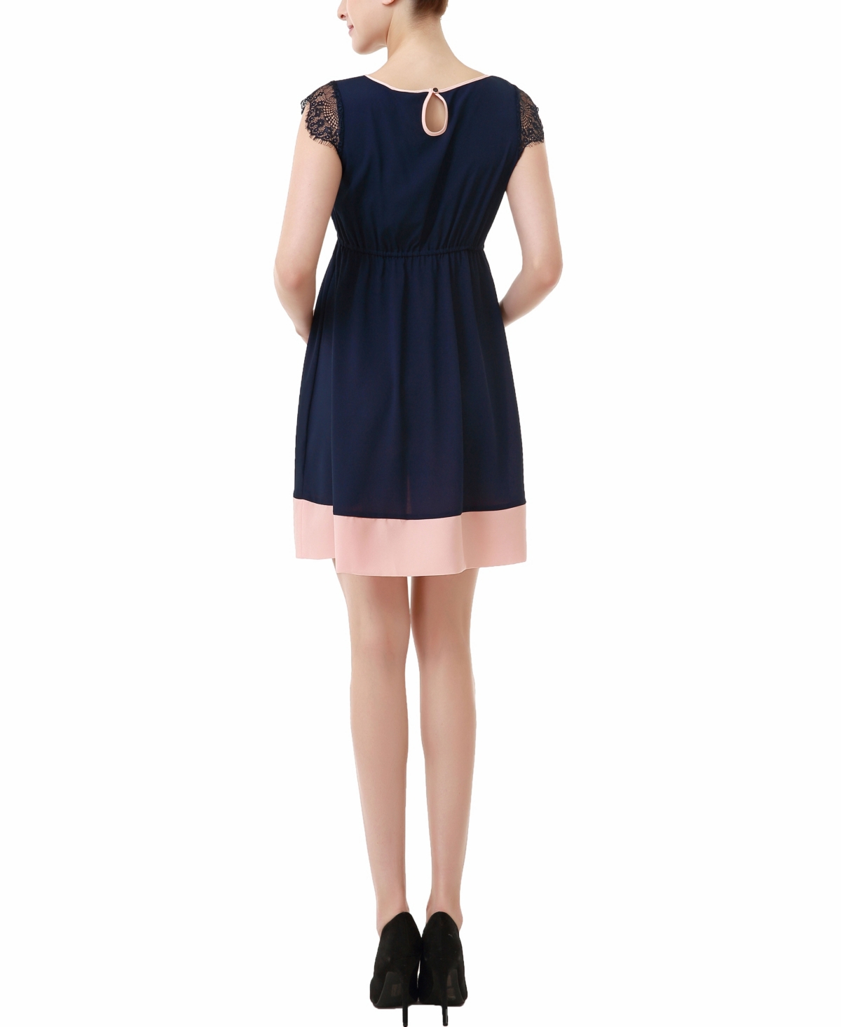 kimi + kai Maternity Nell Lace Trimmed Colorblock Dress