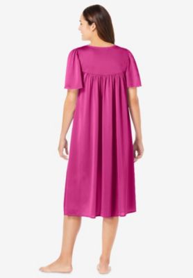 Plus Size Short Silky Lace-Trim Gown