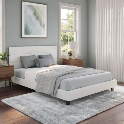 Piedmont Leatherette Upholstered Platform Bed Frame with Adjustable Headboard - No Box Spring Required