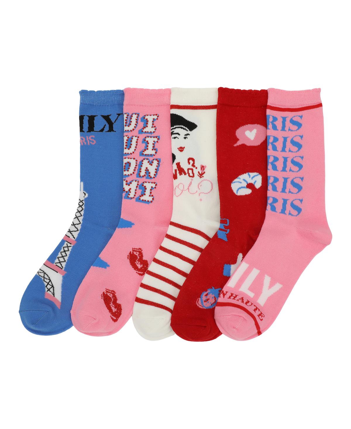 Men's Adult Crew Socks - 5-Pack of Parisian Chic! - Multicolored